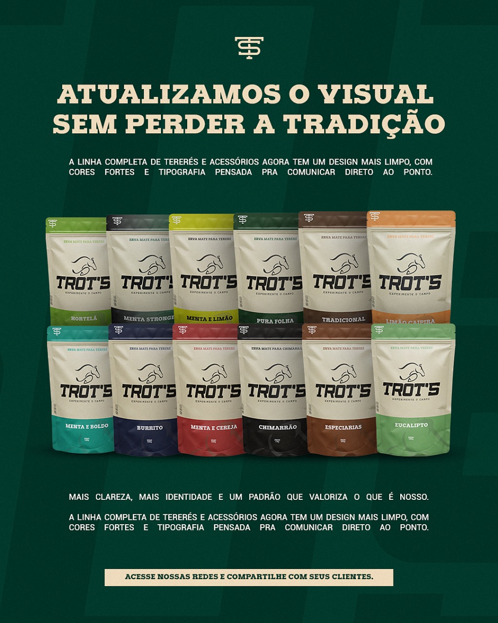 Linha de sabores de erva-mate Trot's para tereré, com identidade visual renovada